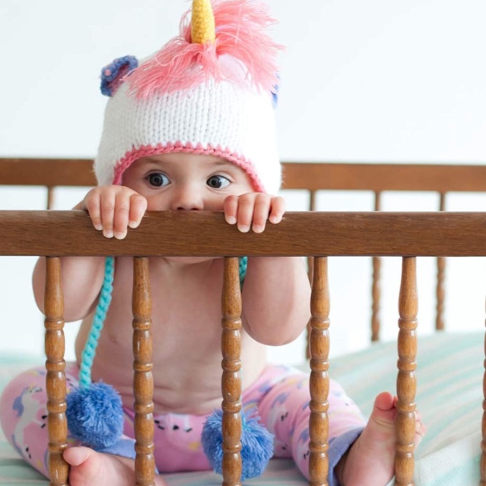 Colorful unicorn knit hat (0-6mo)
